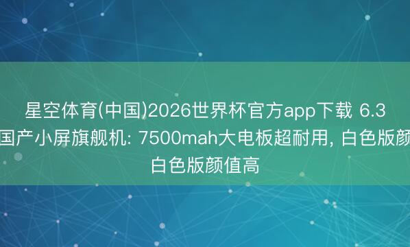 星空体育(中国)2026世界杯官方app下载 6.3英寸国产小屏旗舰机: 7500mah大电板超耐用， 白色版颜值高