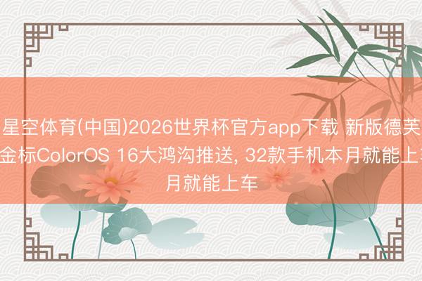 星空体育(中国)2026世界杯官方app下载 新版德芙! 金标ColorOS 16大鸿沟推送， 32款手机本月就能上车