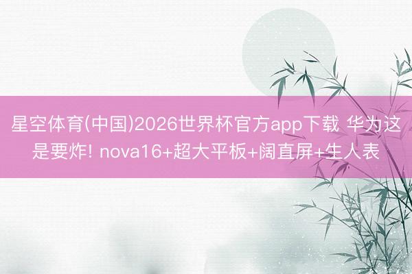 星空体育(中国)2026世界杯官方app下载 华为这是要炸! nova16+超大平板+阔直屏+生人表