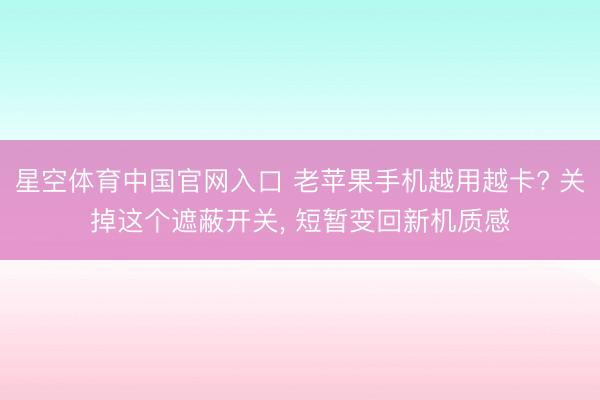 星空体育中国官网入口 老苹果手机越用越卡? 关掉这个遮蔽开关， 短暂变回新机质感