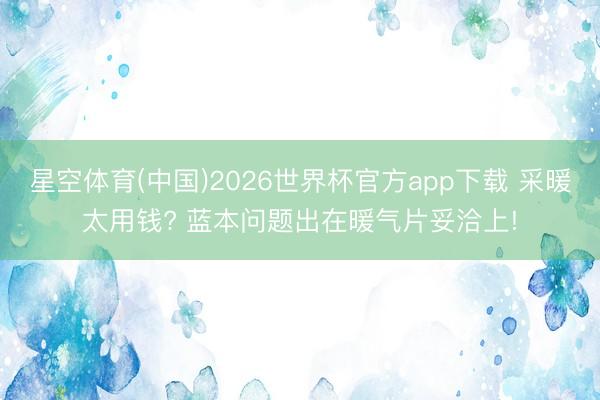 星空体育(中国)2026世界杯官方app下载 采暖太用钱? 蓝本问题出在暖气片妥洽上!