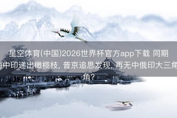星空体育(中国)2026世界杯官方app下载 同期向中印递出橄榄枝， 普京追思发现， 再无中俄印大三角?