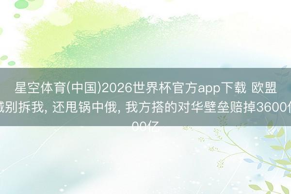 星空体育(中国)2026世界杯官方app下载 欧盟喊别拆我， 还甩锅中俄， 我方搭的对华壁垒赔掉3600亿