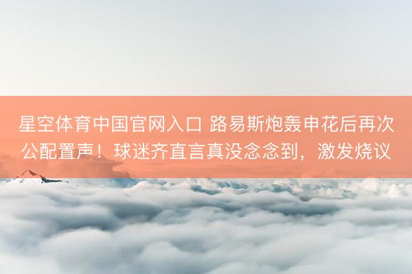 星空体育中国官网入口 路易斯炮轰申花后再次公配置声！球迷齐直言真没念念到，激发烧议