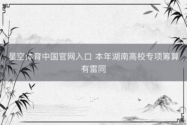 星空体育中国官网入口 本年湖南高校专项筹算有雷同