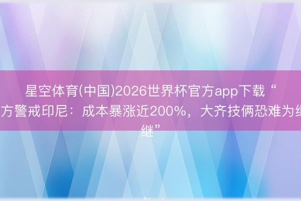 星空体育(中国)2026世界杯官方app下载 “中方警戒印尼：成本暴涨近200%，大齐技俩恐难为继”